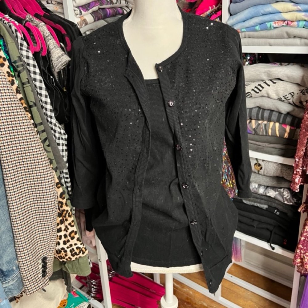 2 PC CARDIGAN TANK + TOP